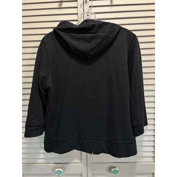 Onque Casuals Black Rhinestone Detail Zip Up Hood Jacket Pockets Size L - Picture 4 of 6